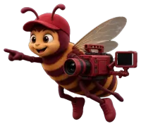 Abeja guía con una cámara