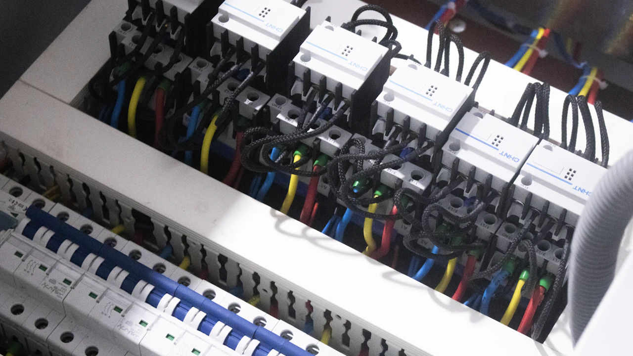Cables conectados en una caja de interruptor eléctrico